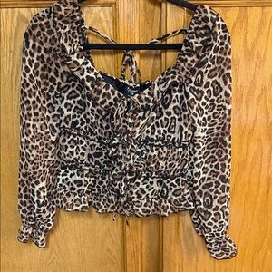 Tinseltown Leopard Print Blouse - Brown and Black